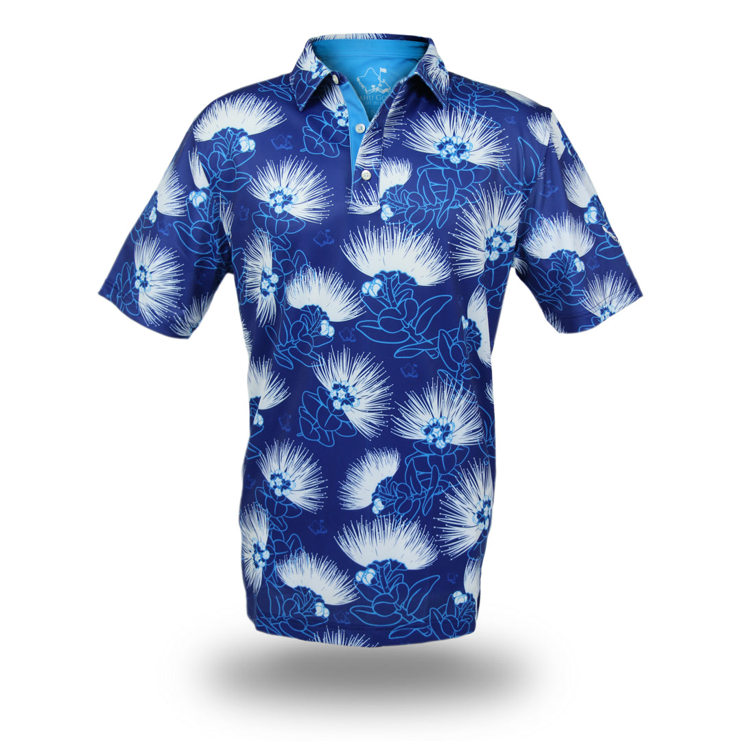 "Blue Lehua" - OGA Men's Polo - True Blue