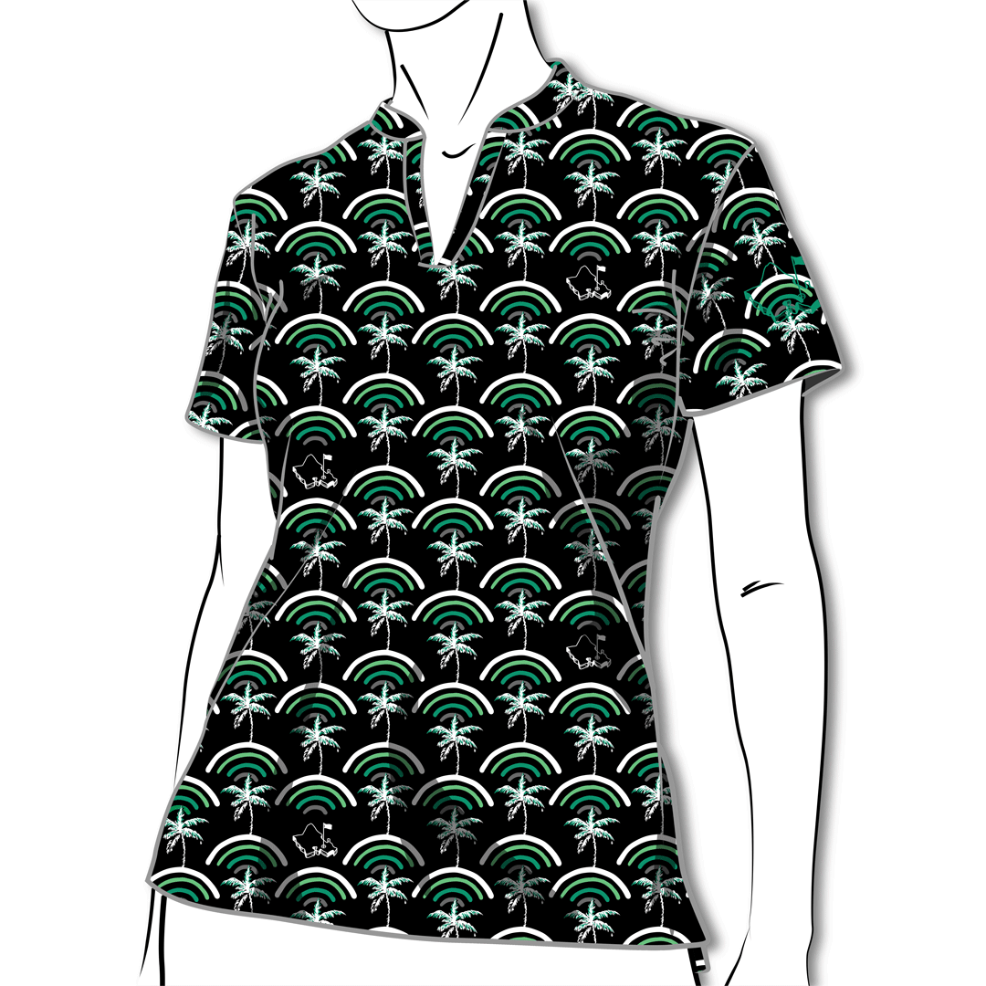 "Cocobows Manoa" - OGA Women's Polo - Black and Green