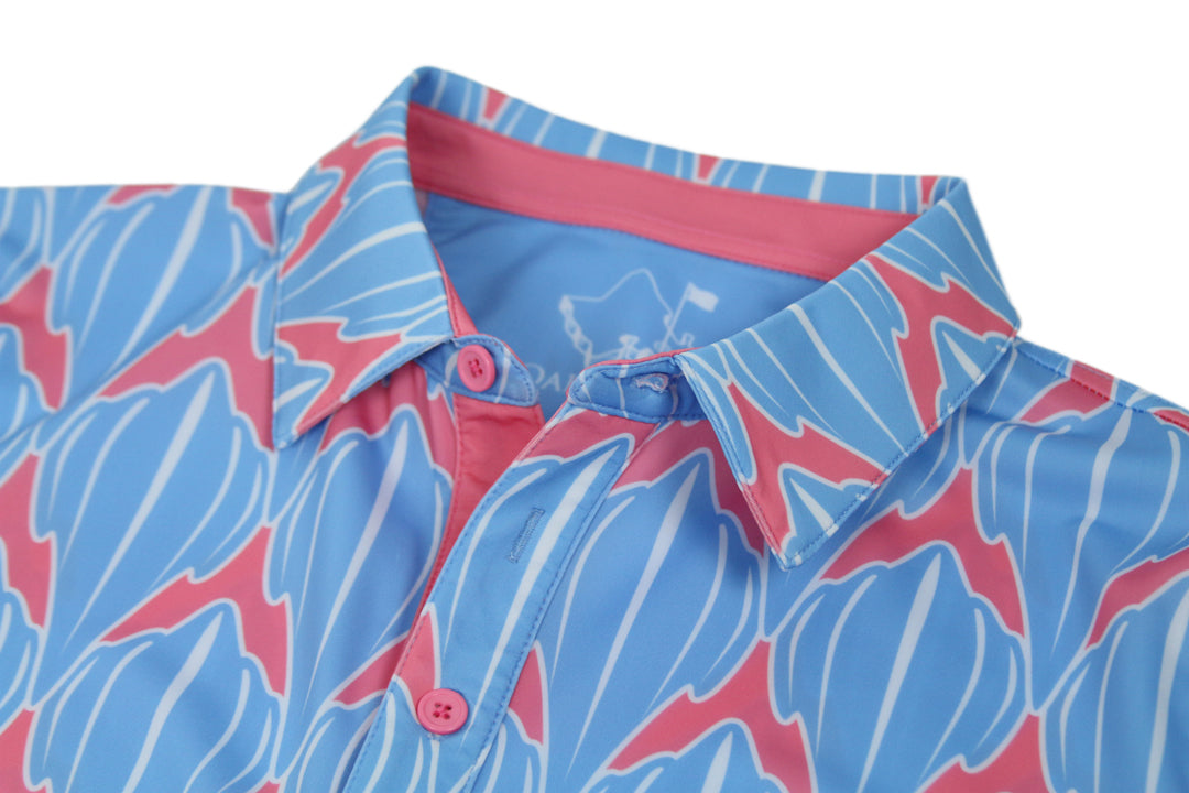 "Shark" Marina Blue - OGA Men's Polo - Marina Blue and Coral