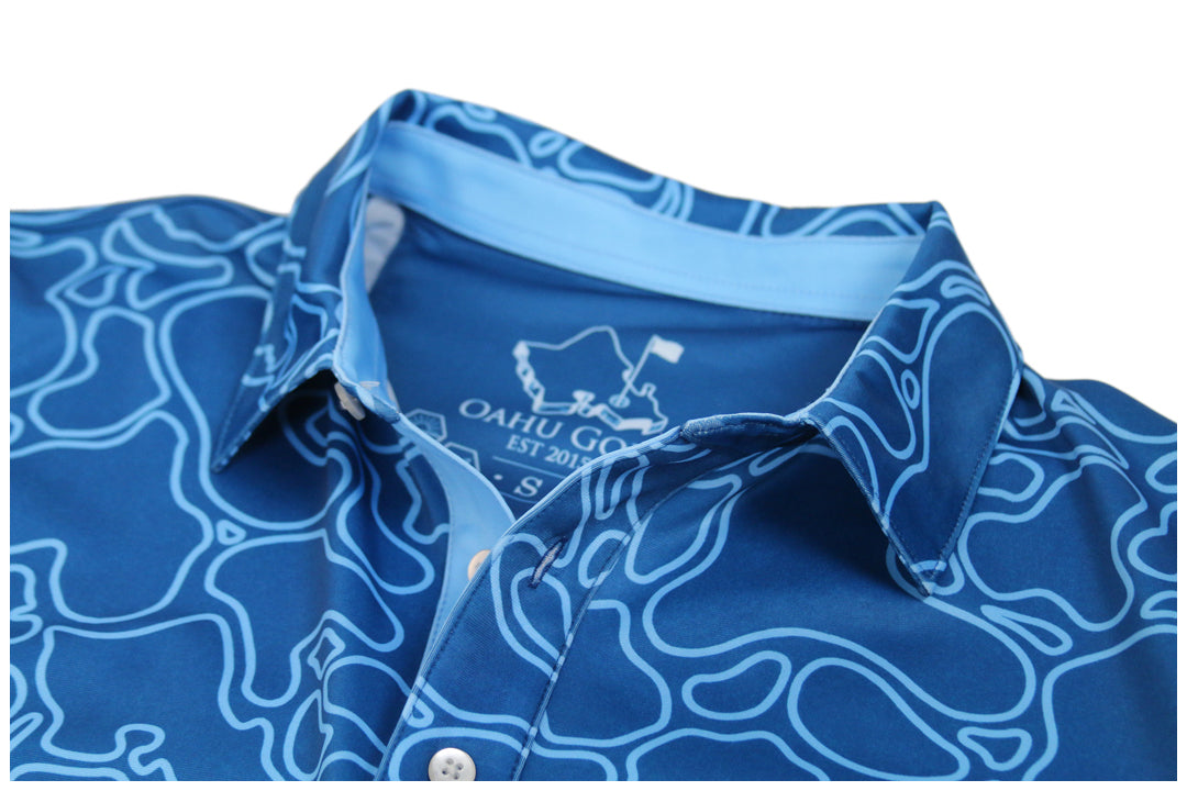 "Island Coral Makai Blues" - OGA Youth Polo - Blues