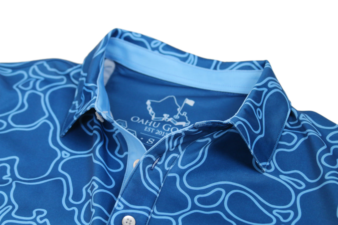 "Island Coral Makai Blues" - OGA Men's Polo - Blues