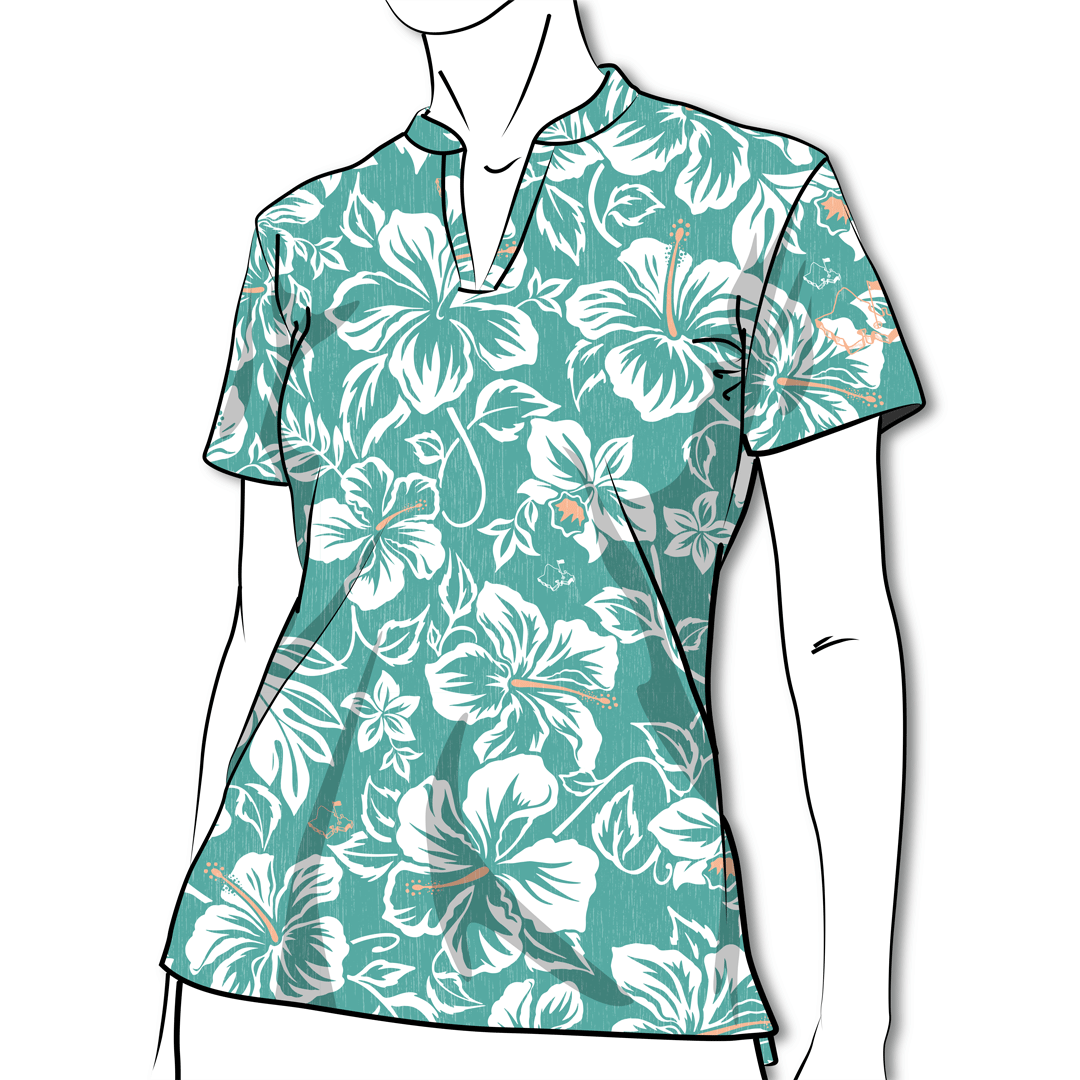 "Jade Bloom" - OGA Ladies Polo - Jade Green