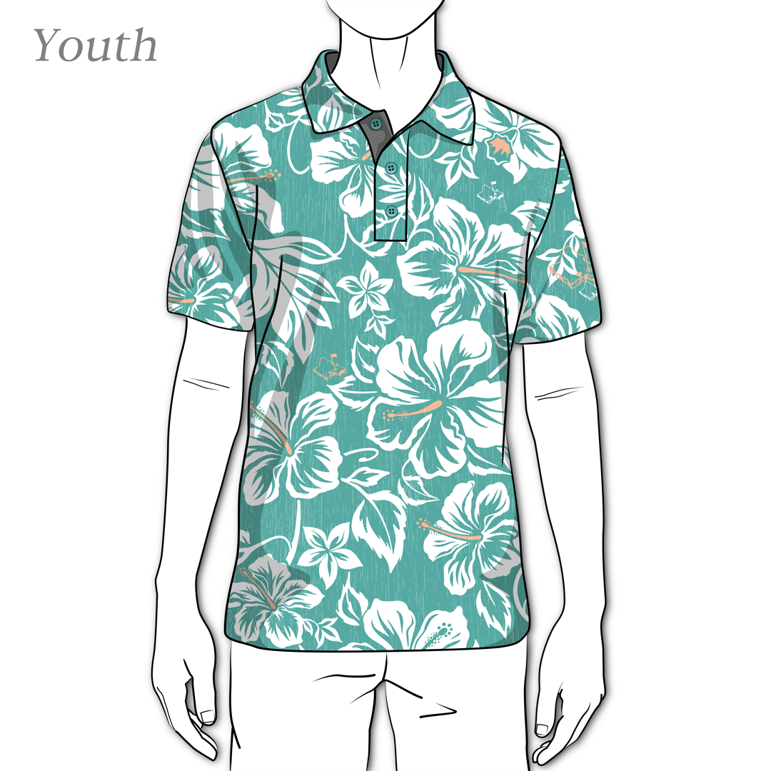 "Jade Bloom" - OGA Youth Polo - Jade Green