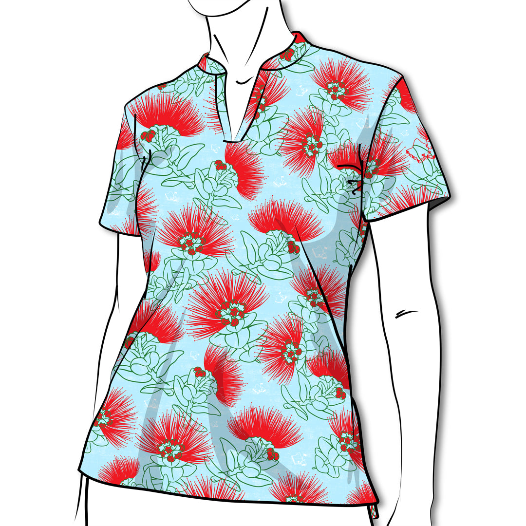 "Lehua Sky" - OGA Ladies Polo - Sky Blue