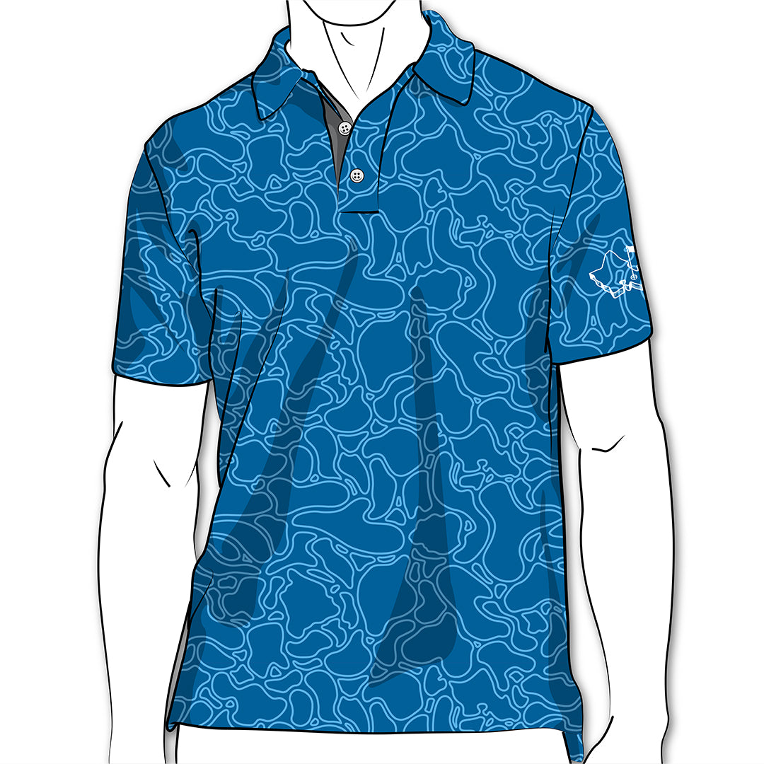"Island Coral Makai Blues" - OGA Men's Polo - Blues