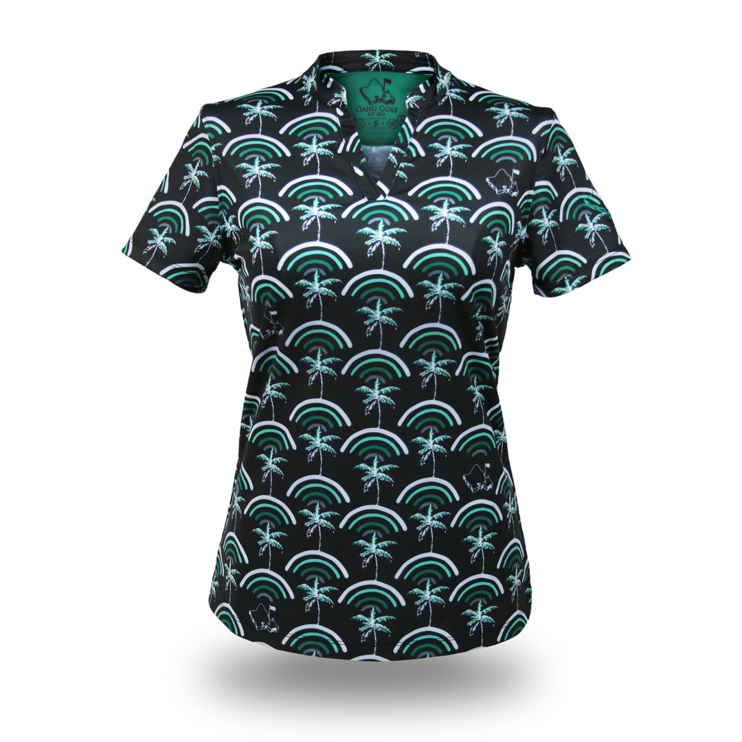 "Cocobows Manoa" - OGA Women's Polo - Black and Green