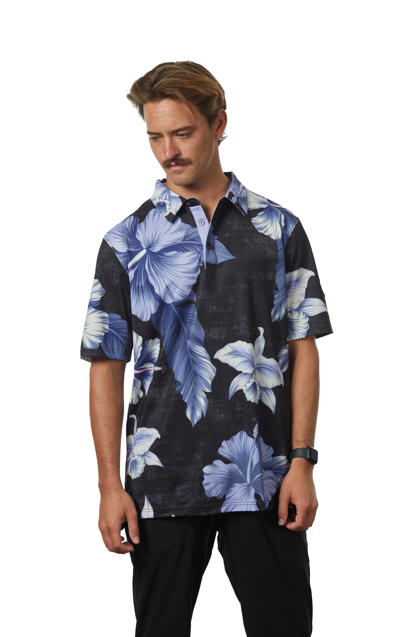 "Shmood Kine" Black Lava - OGA Men's Polo - Black / Lavender
