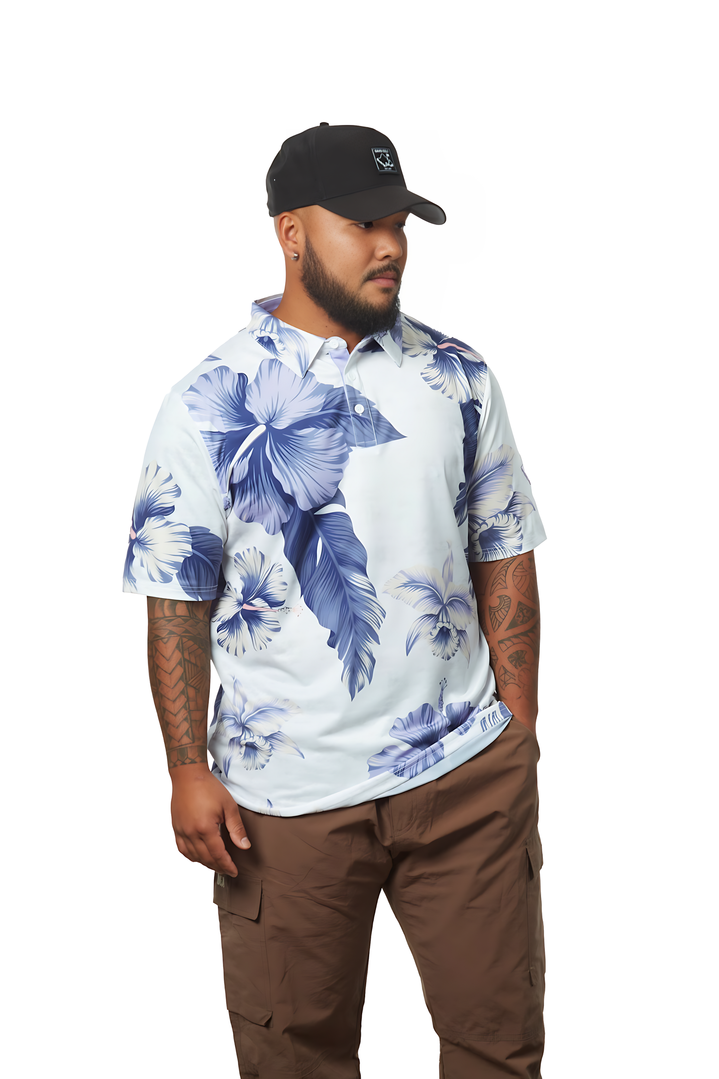 "Shmood Kine" Haupia White - OGA Men's Polo - White / Lavender