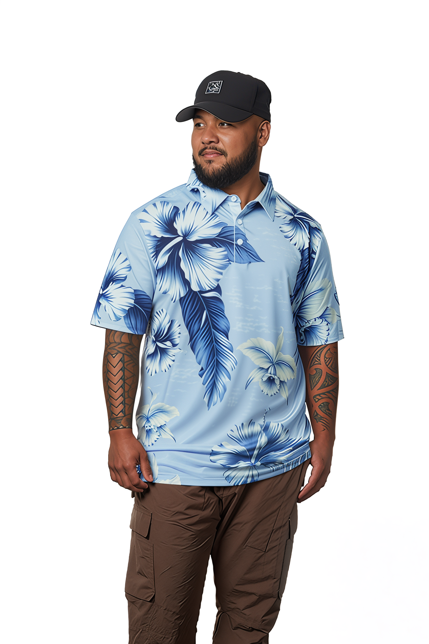 "Shmood Kine" Lobelia Blue - OGA Men's Polo - Blue / White