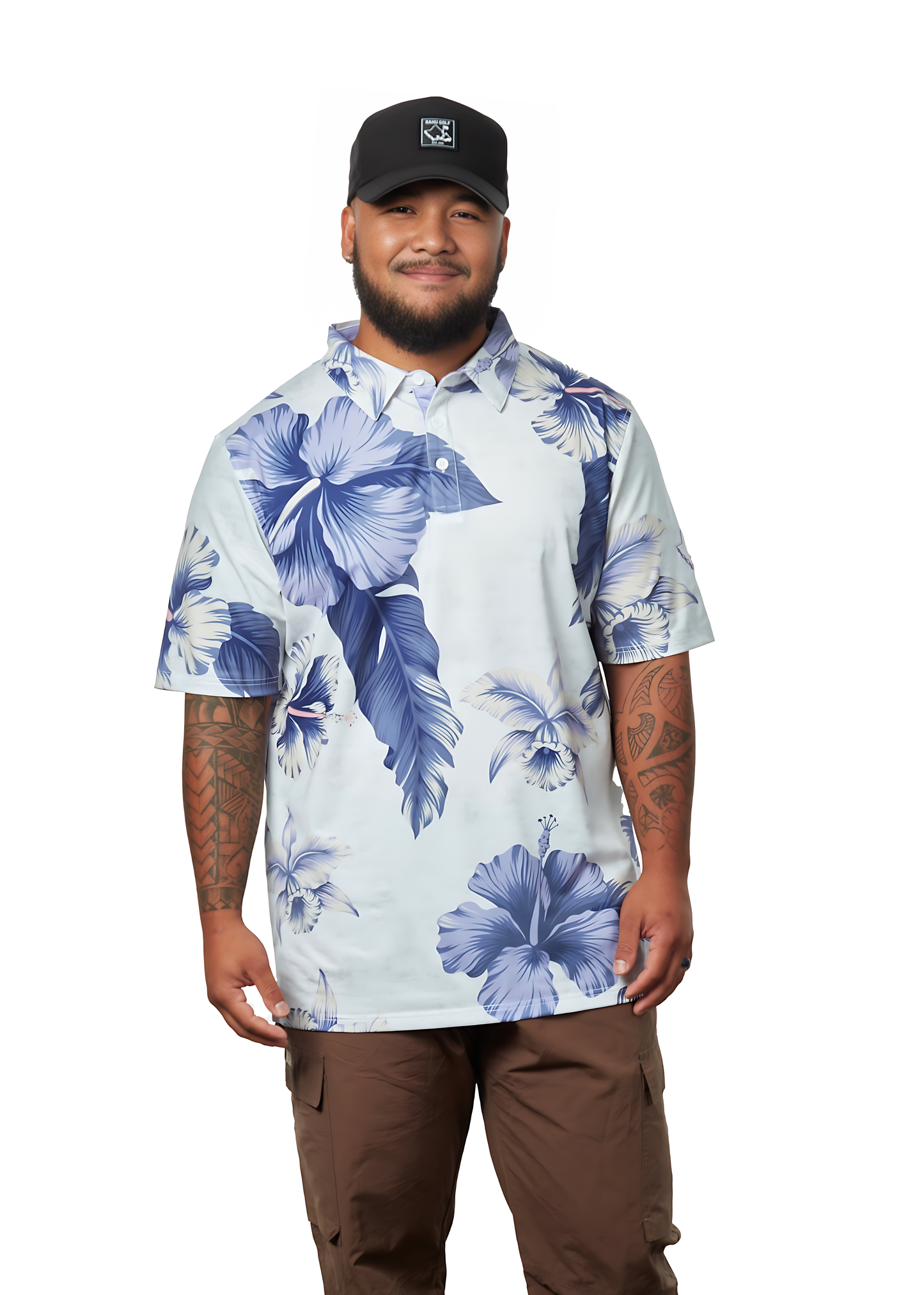 "Shmood Kine" Haupia White - OGA Men's Polo - White / Lavender