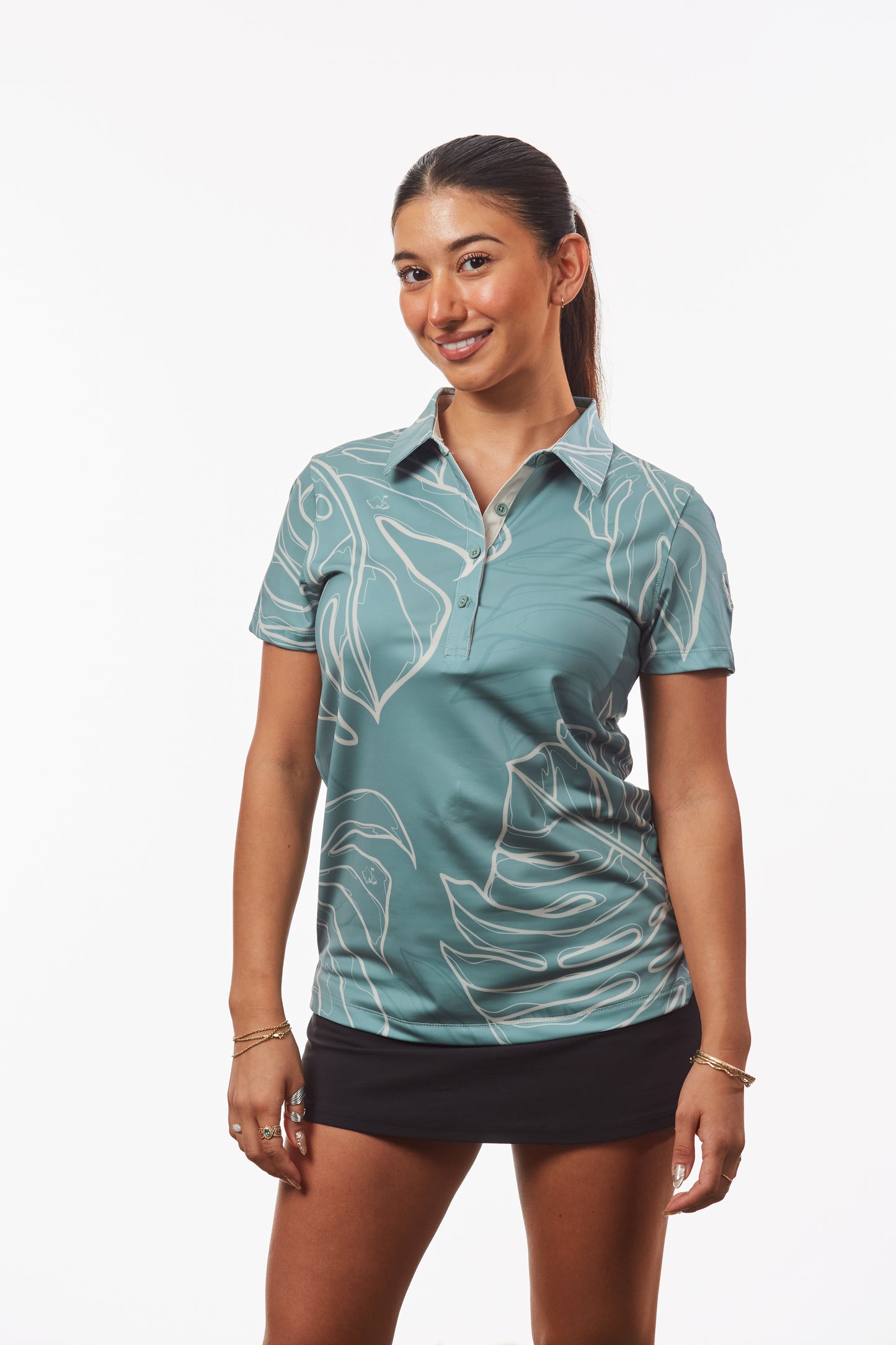 "Monstera Koncept" Seafoam Green - OGA Women's Polo - Seafoam Green