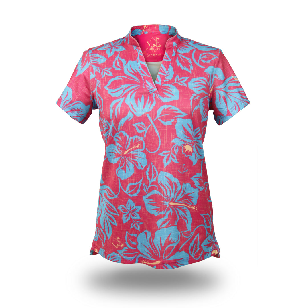 "Raspberry Bloom" - OGA Ladies Polo - Raspberry Blue