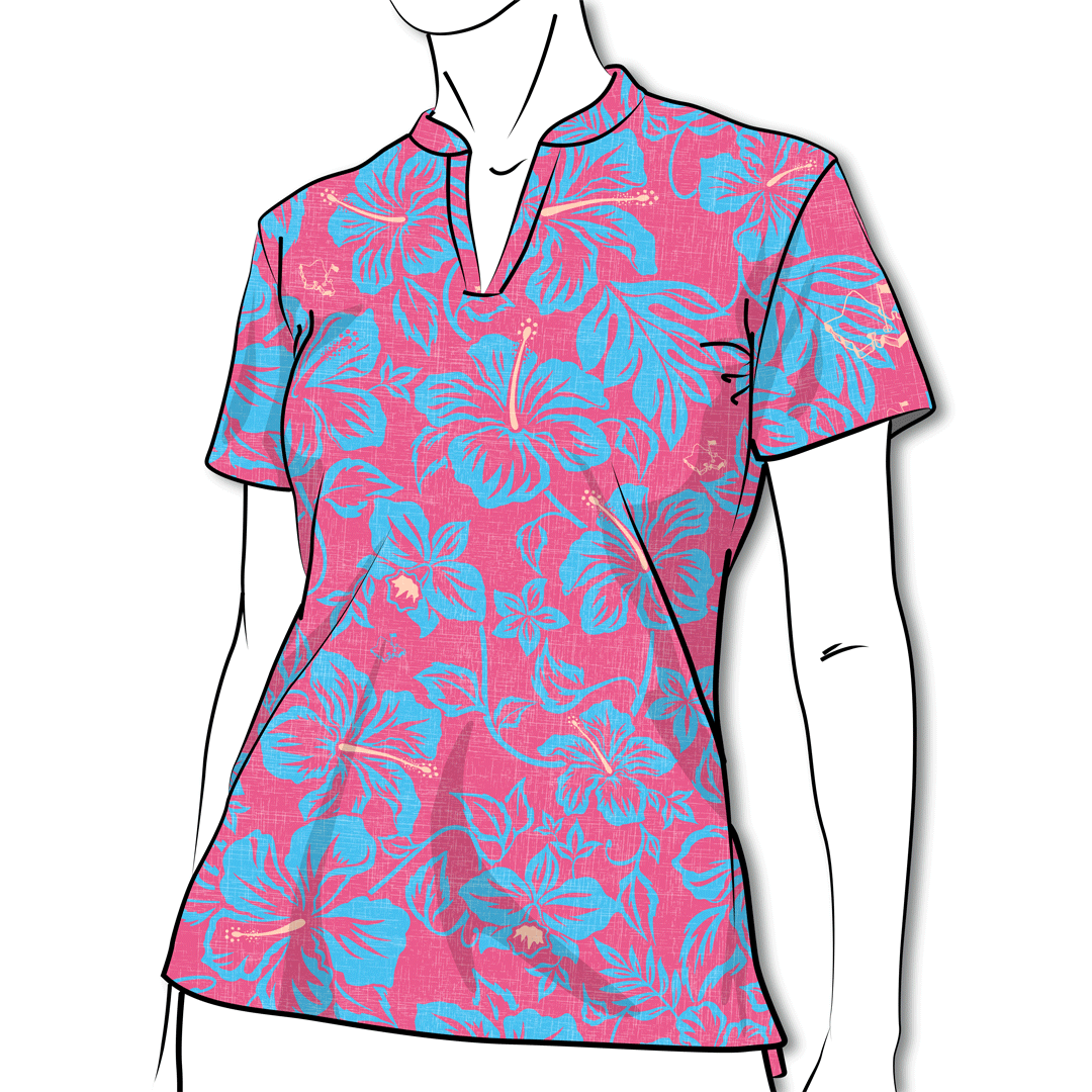 "Raspberry Bloom" - OGA Ladies Polo - Raspberry Blue