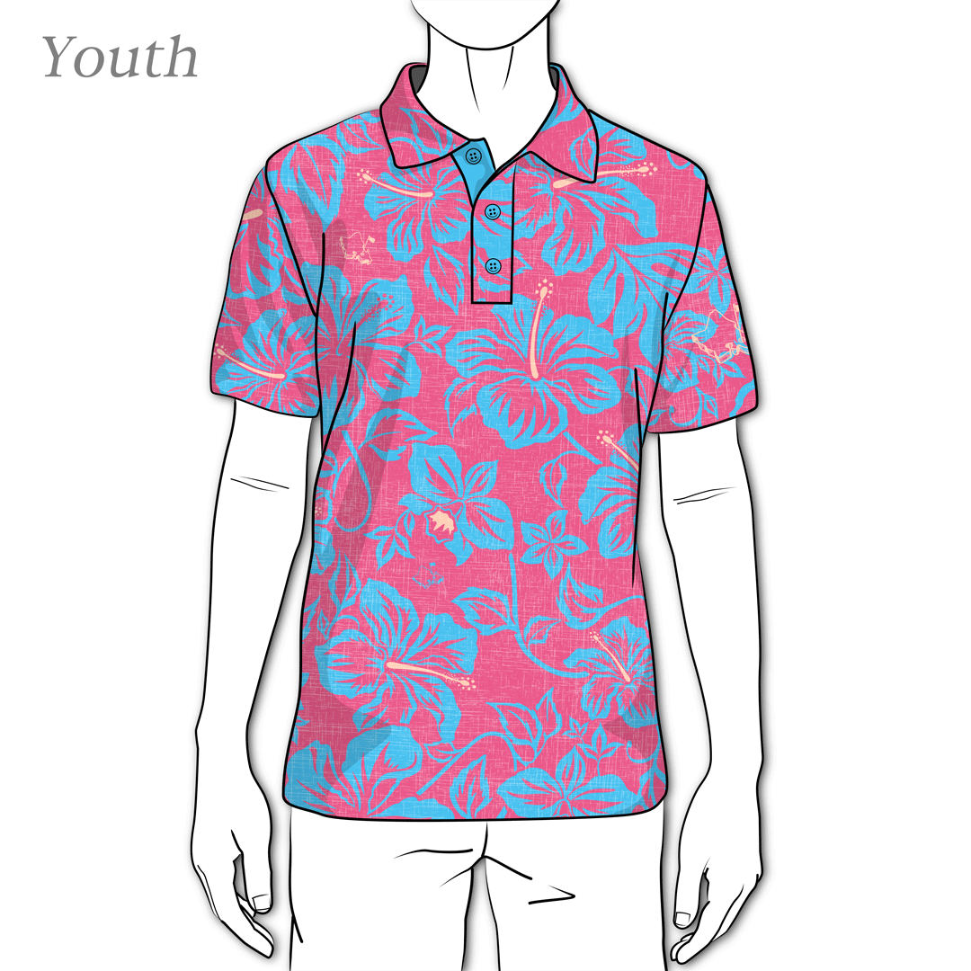 "Raspberry Bloom" - OGA Youth Polo - Raspberry Blue