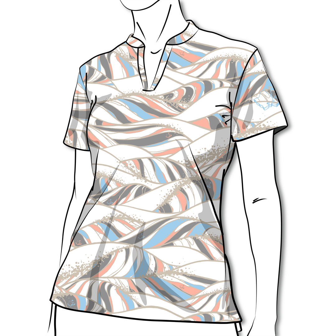 "Sandy Beach" Swell - OGA Ladies Polo - White Foam