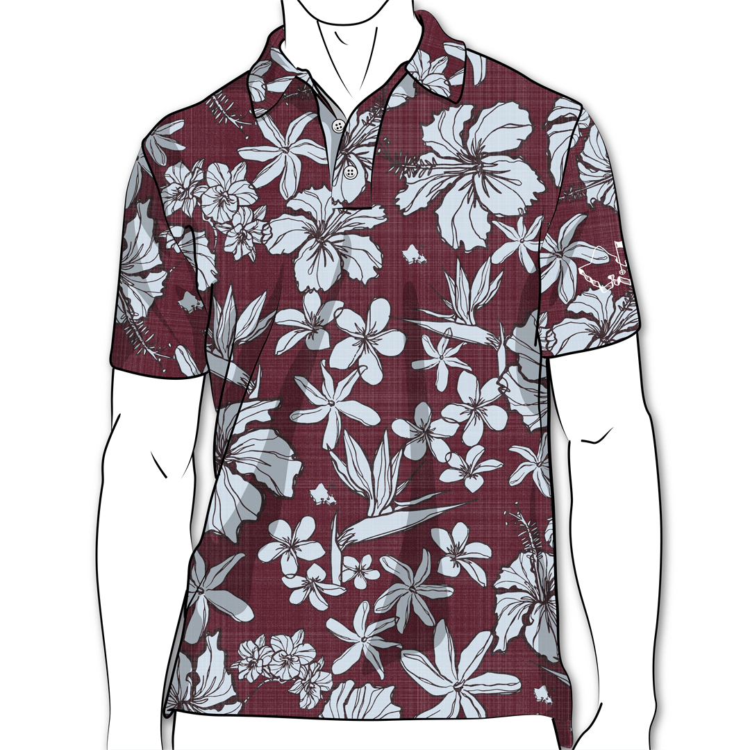 "Sketchy Burgundy Haze" - OGA Men's Polo - Burgundy Ice