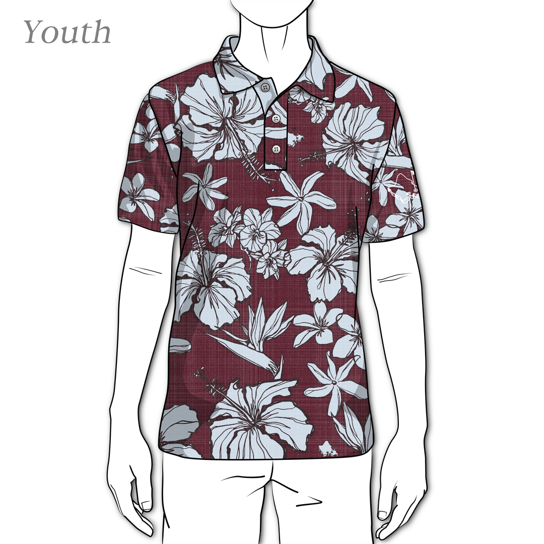 "Sketchy Burgundy Haze" - OGA Youth Polo - Burgundy Ice