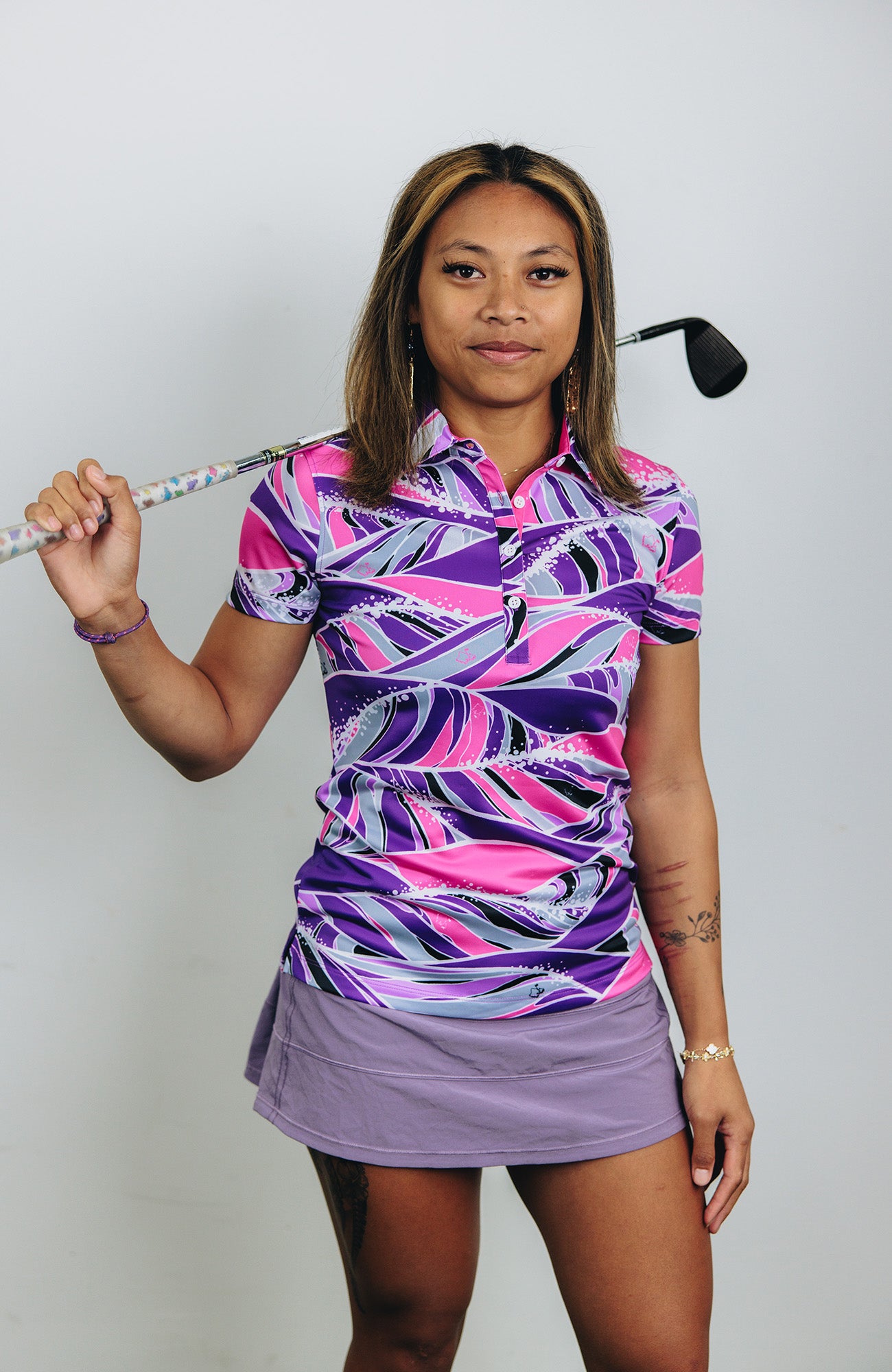 Swell" Violet Orchid - OGA Women's Polo - Hot Pink / Ube Purple Oahu Golf Apparel Swell" Violet Orchid - OGA Women's Polo - Hot Pink / Ube Purple Oahu Golf Apparel