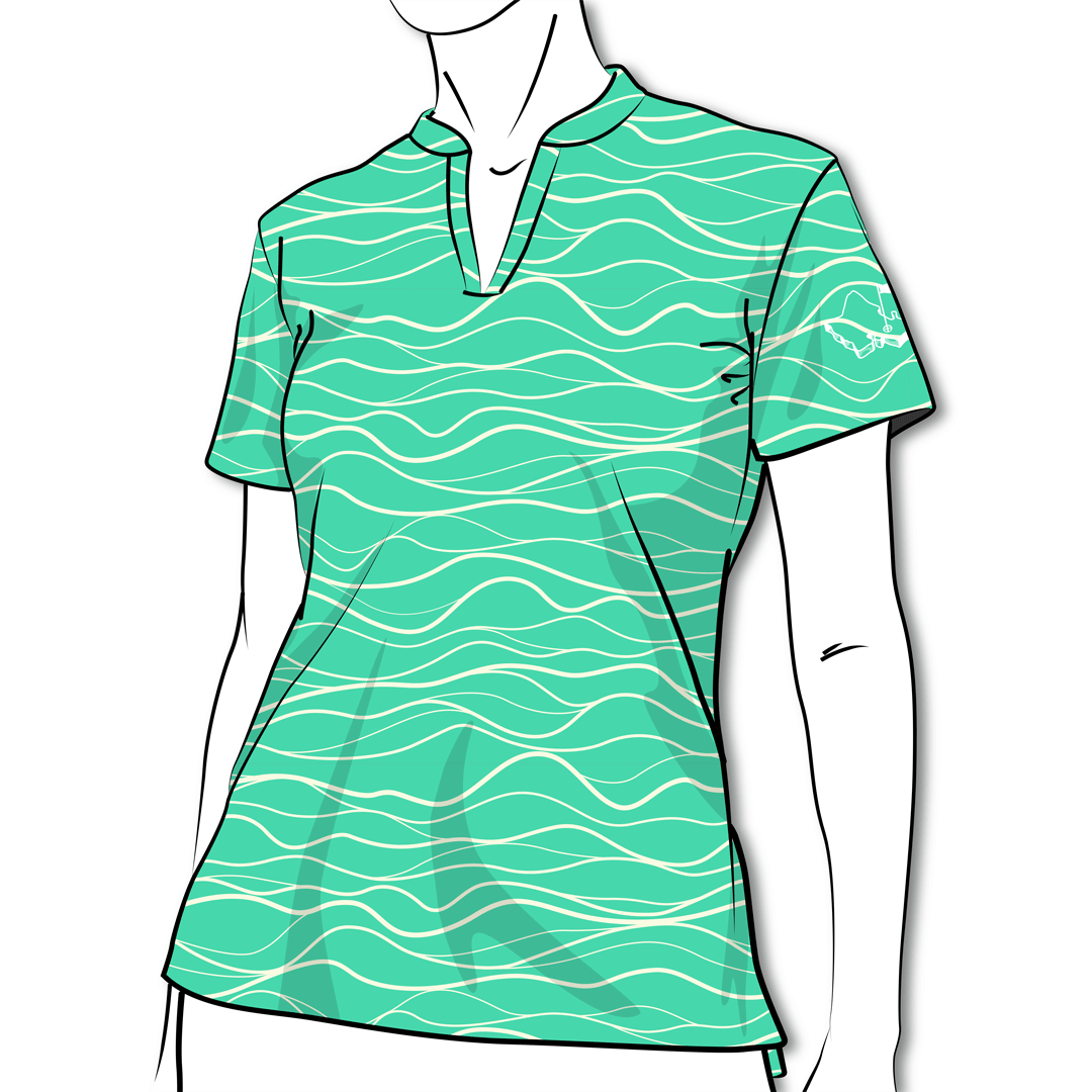 "Wavy Seafoam" - OGA Ladies Polo - Seafoam Green