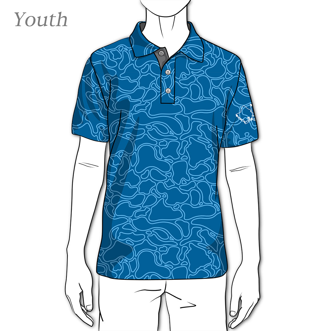 "Island Coral Makai Blues" - OGA Youth Polo - Blues