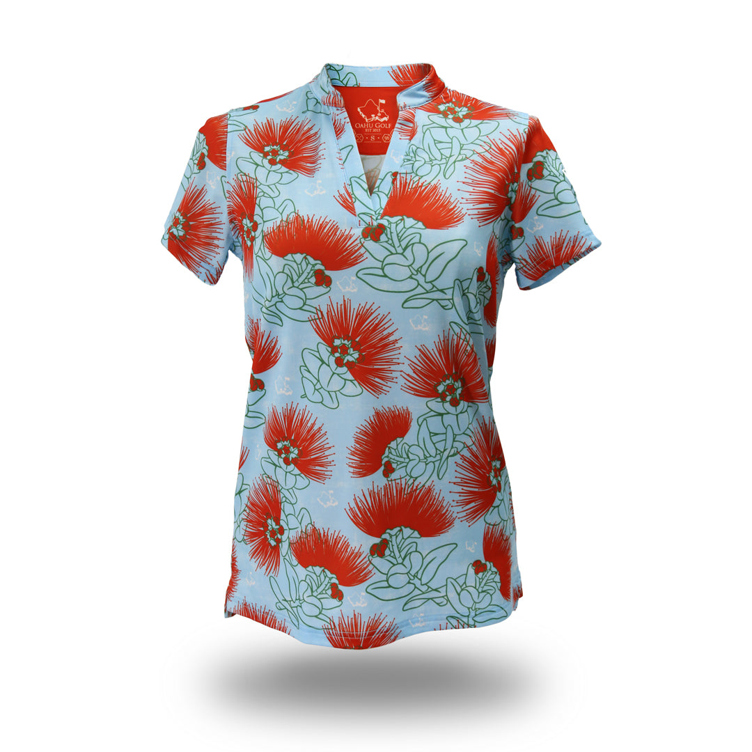 "Lehua Sky" - OGA Ladies Polo - Sky Blue