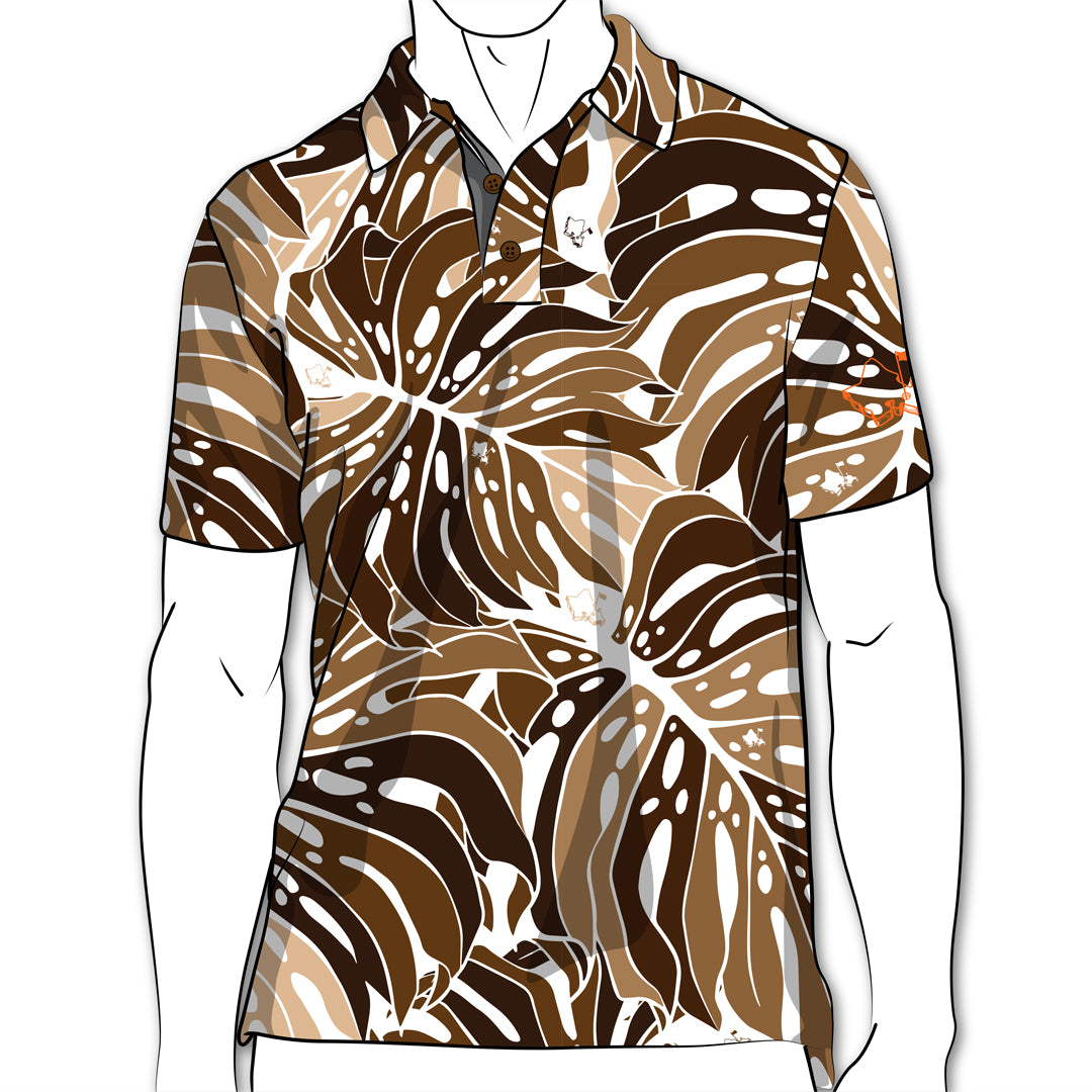 "Earth Monstera 2.0" - OGA Men's Polo - Earth Tones