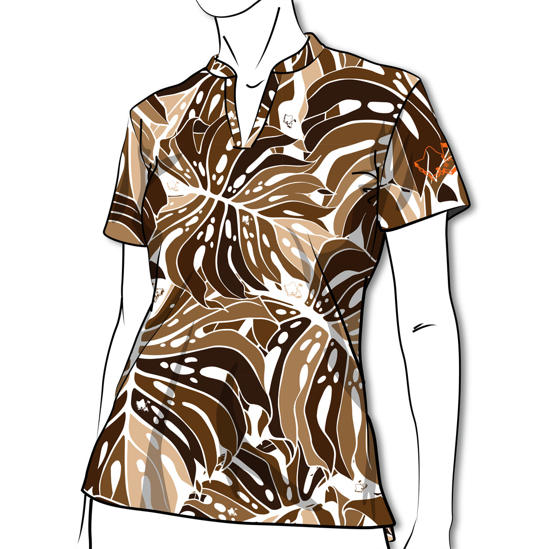 "Earth Monstera 2.0" - OGA Ladies Polo - Earth Tones