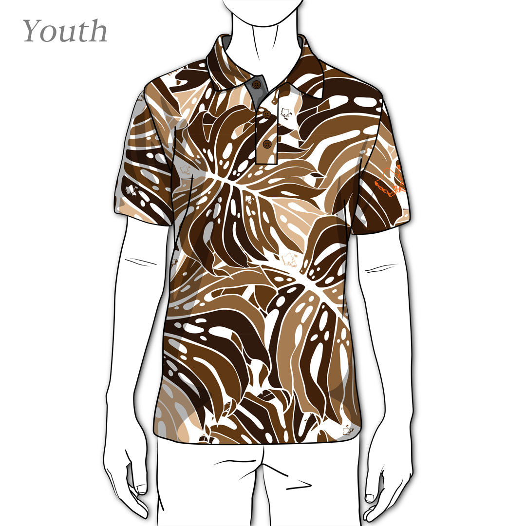 "Earth Monstera 2.0" - OGA Youth Polo - Earth Tones