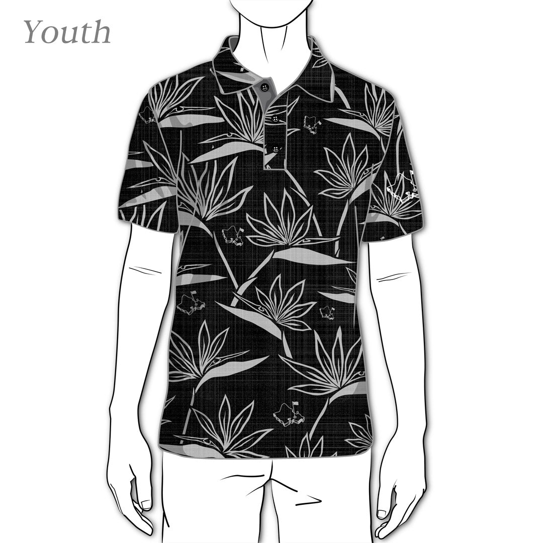 "Shave Ice Birdies" - OGA Youth Polo - Black
