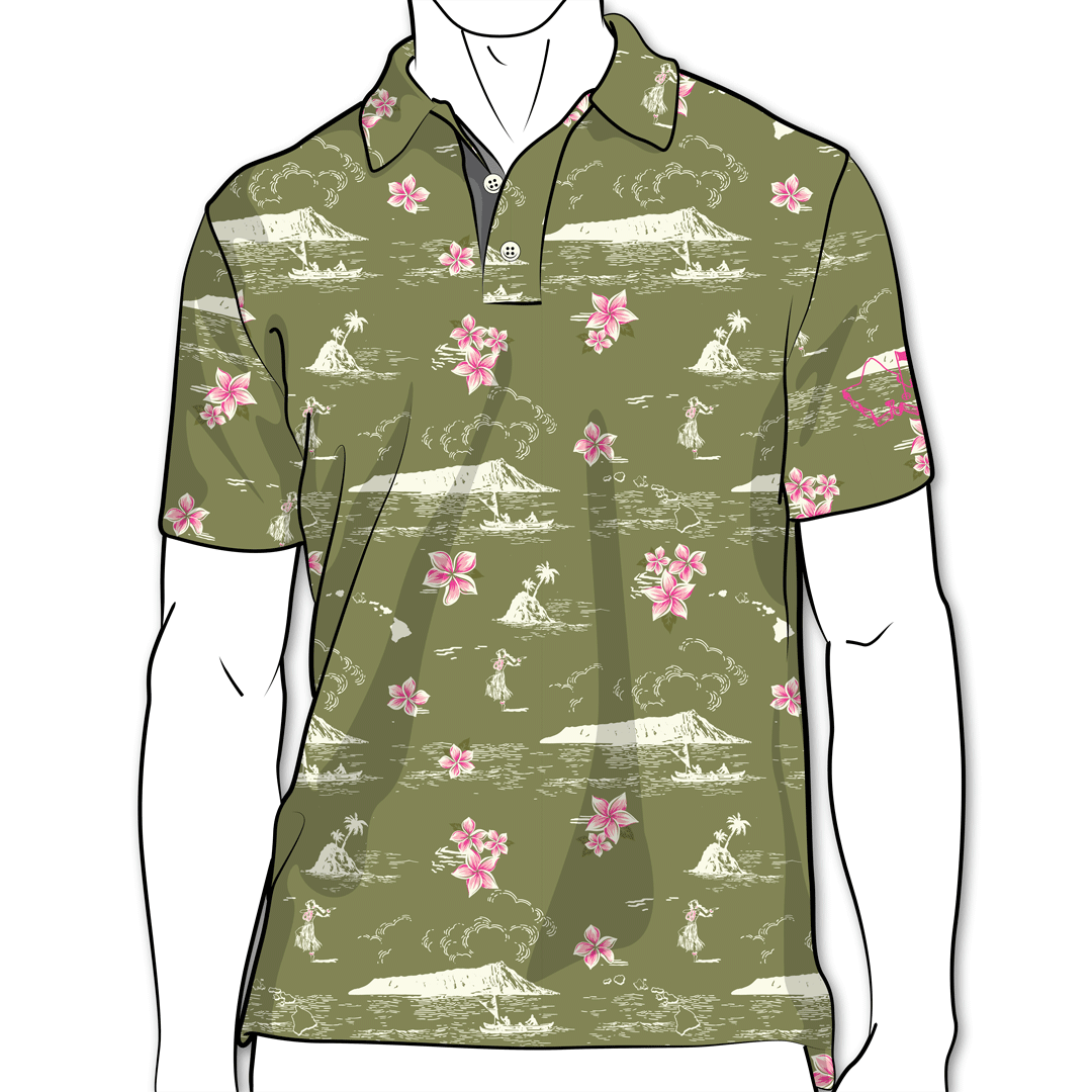 Oahu Golf Apparel - "Army Green Classic" - OGA Men's Polo - Army Green Golf/Work Polo