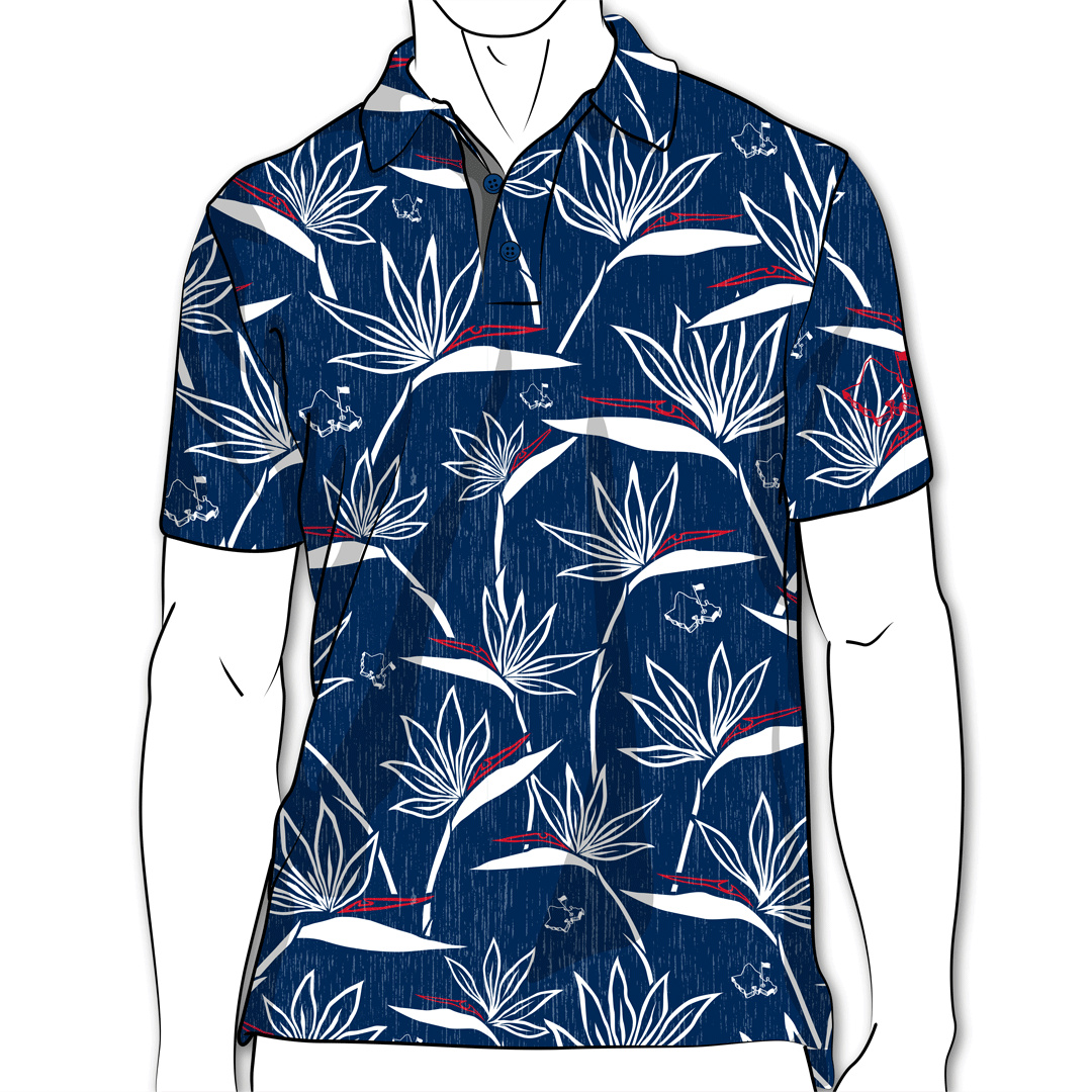 "RWB Birdies of Paradise" - OGA Men's Polo - Red/White/Blue