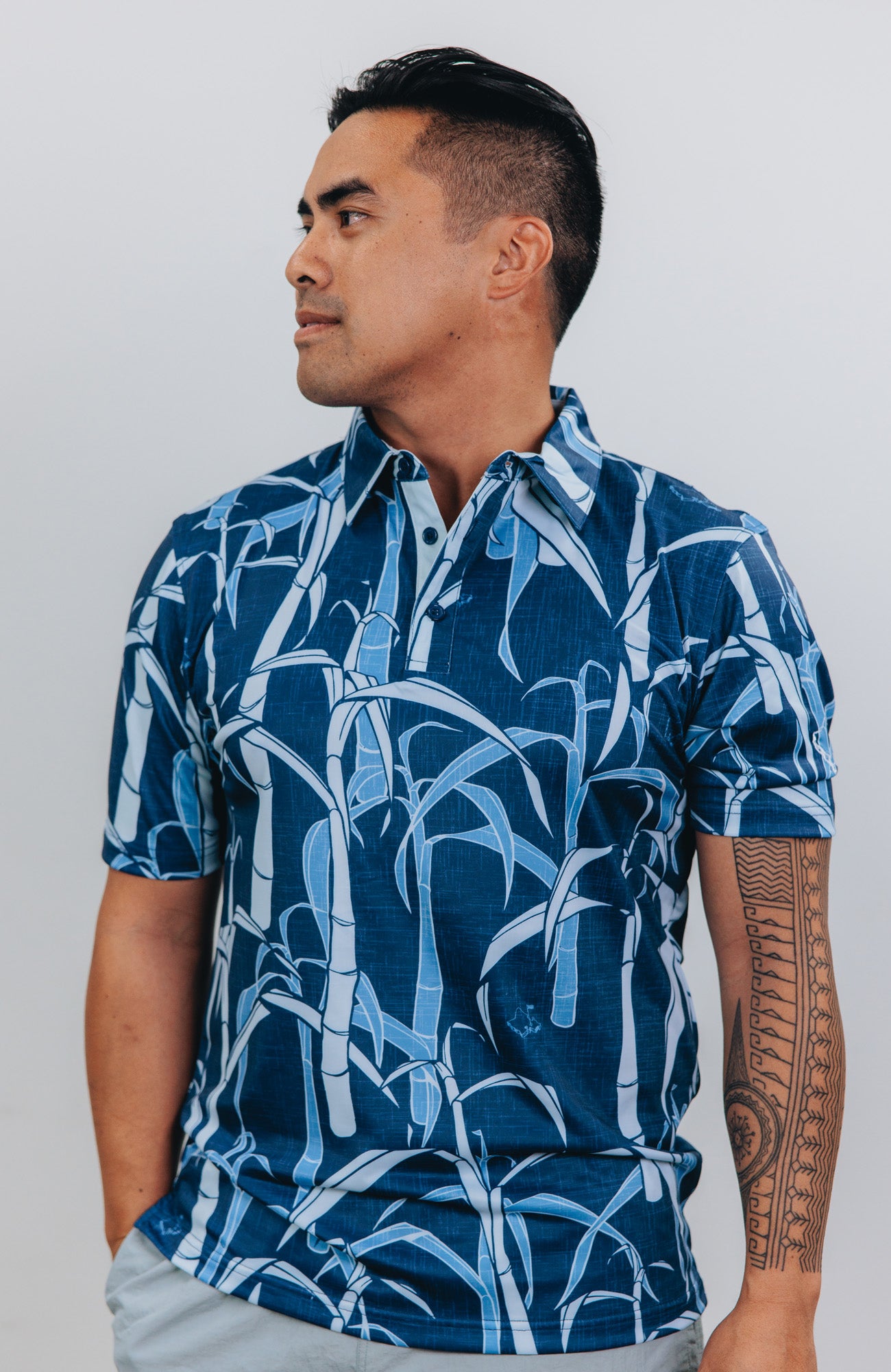 "Sugarcane Indigo Fields"- OGA Men's Polo - Indigo Blue