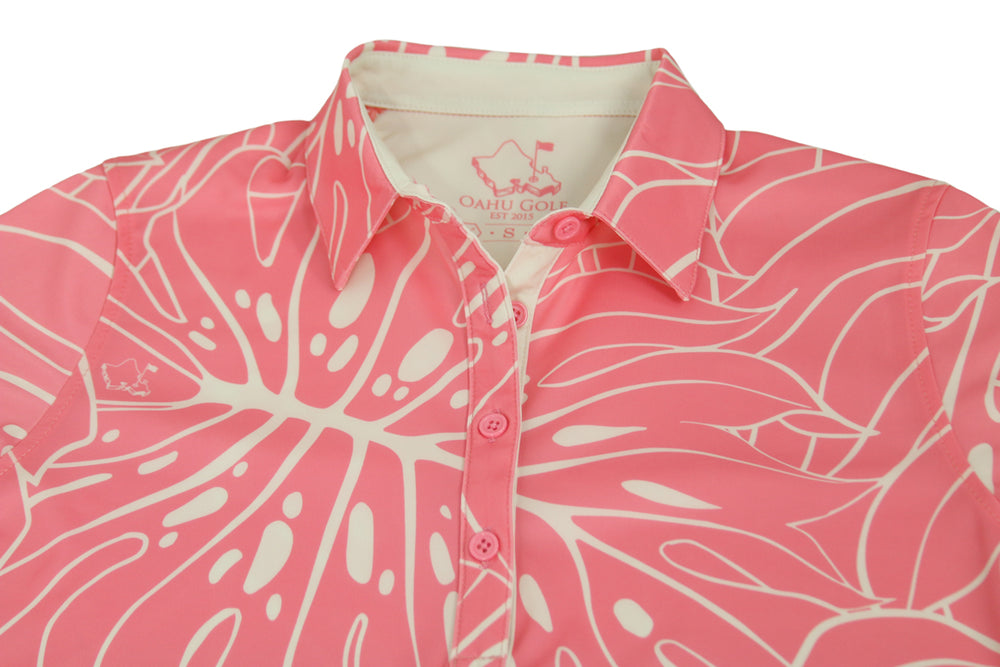 
                      
                        "Monstera 3.0" Coral Cream Too- OGA Women's Collared Polo - Coral / Cream
                      
                    