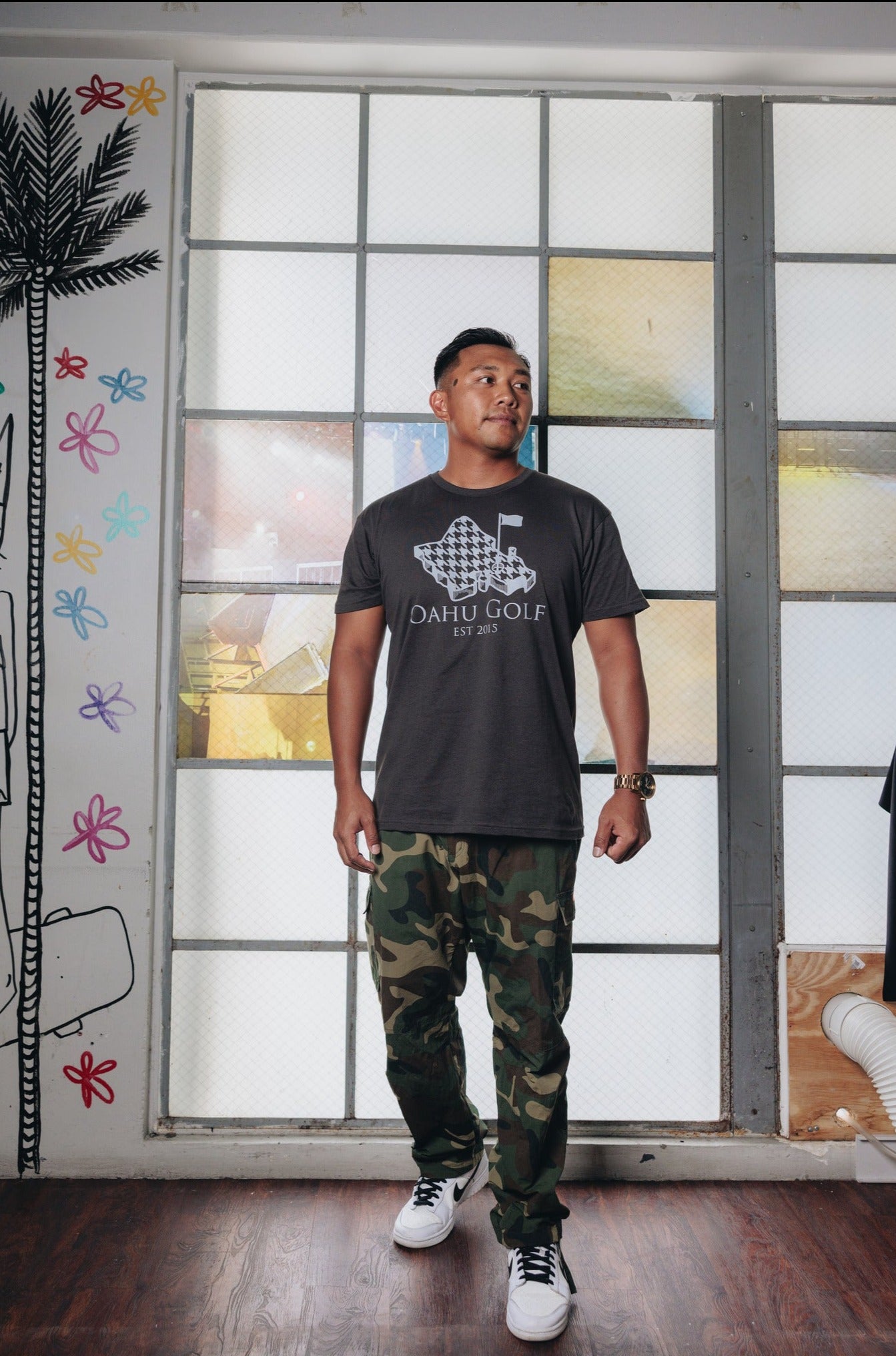 "Island Houndstooth" - OGA Unisex Graphic Tee - Vintage Black