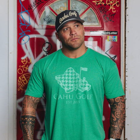 "Island Houndstooth" - OGA Unisex Graphic Tee - Kelly Green Heather