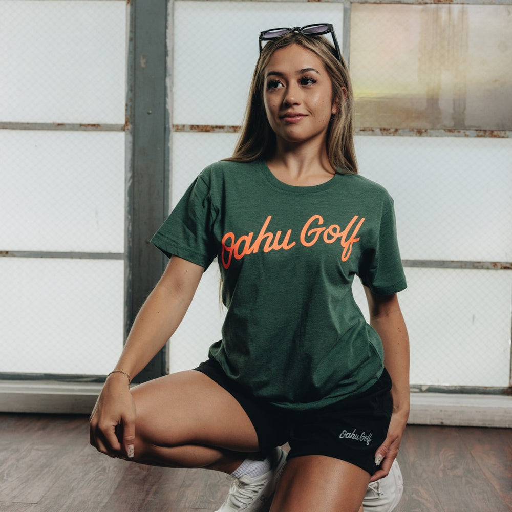 "OG Script" - OGA Unisex Graphic Tee - Pine Green Heather