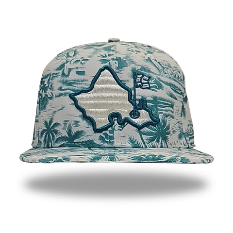 "Tropical Teal Cap" - 6 Panel Snapback - Teal and White