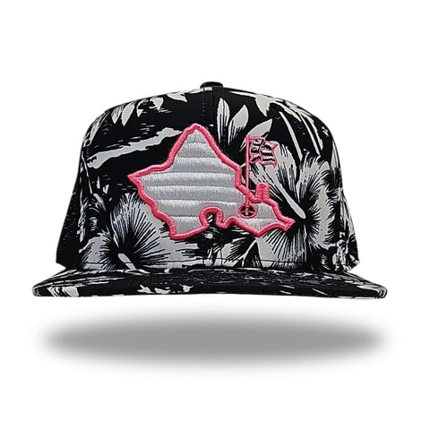 "Night Bloom" - 6 Panel Snapback - Black and White