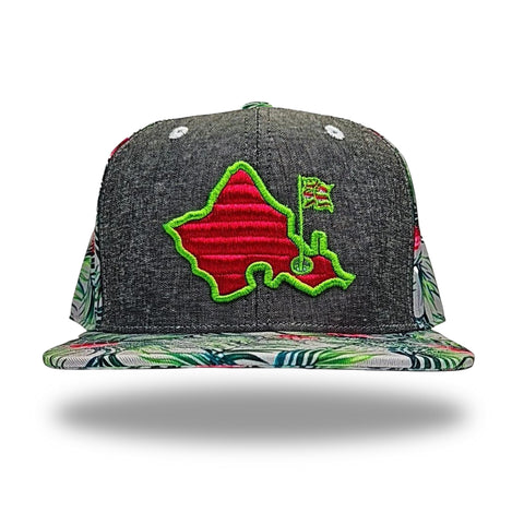 "Hibiscus Palms" - 6 Panel Snapback - Multi Colored