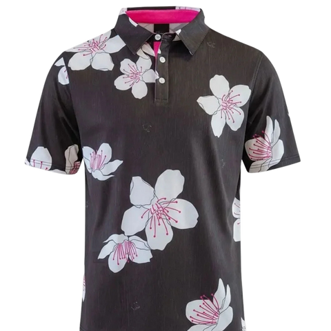 "Cherreh" Sakura Night - OGA Men's Polo - Night / Pink