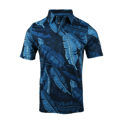 "Banana Patch Night  Blues" - OGA Men's Polo - Multi Blues