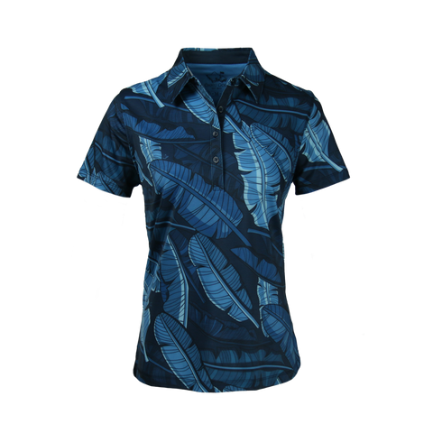 "Banana Patch Night  Blues" - OGA Women's Polo - Multi Blues
