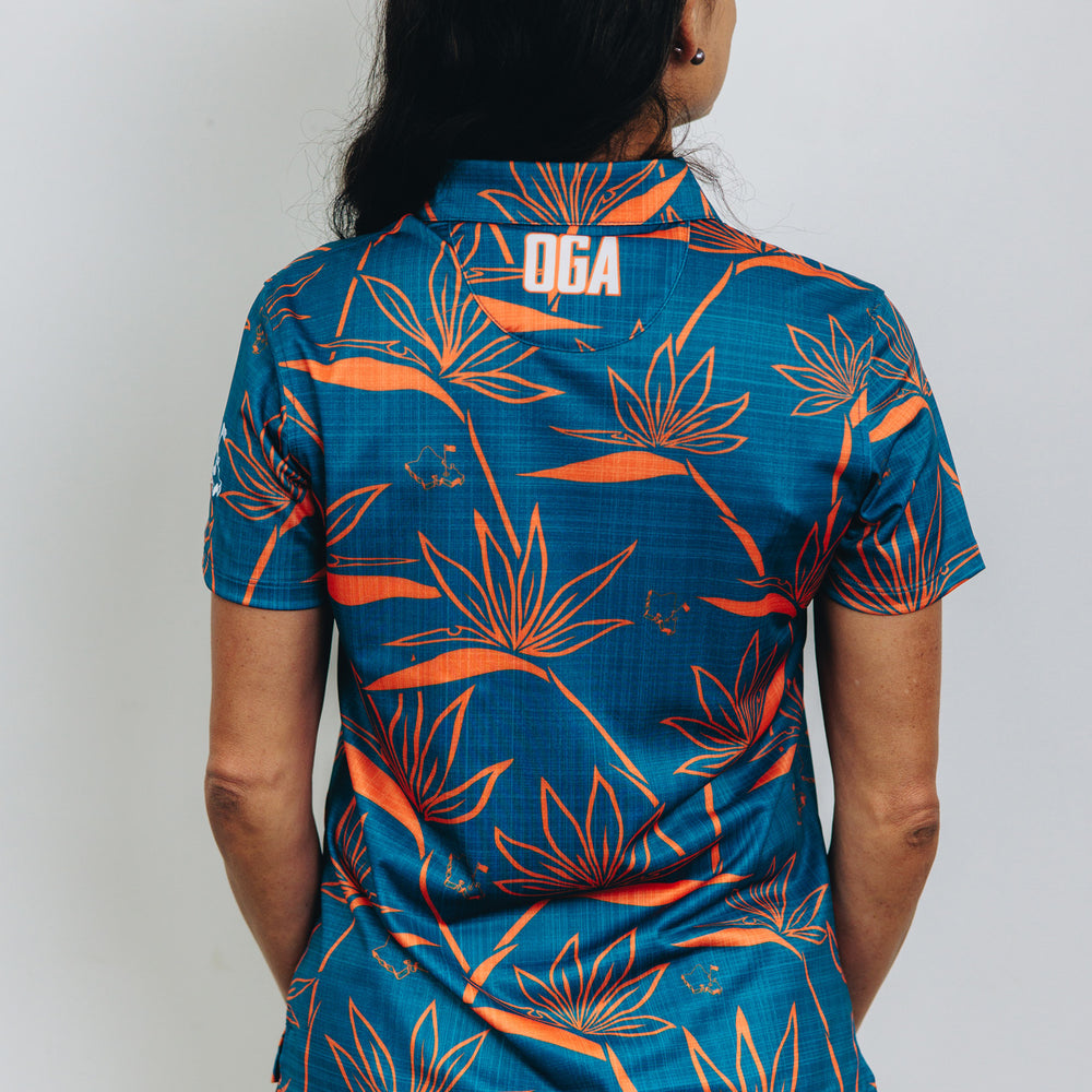 "Birdies of Paradise" Blue Rust - OGA Women's Polo - Blue / Rust