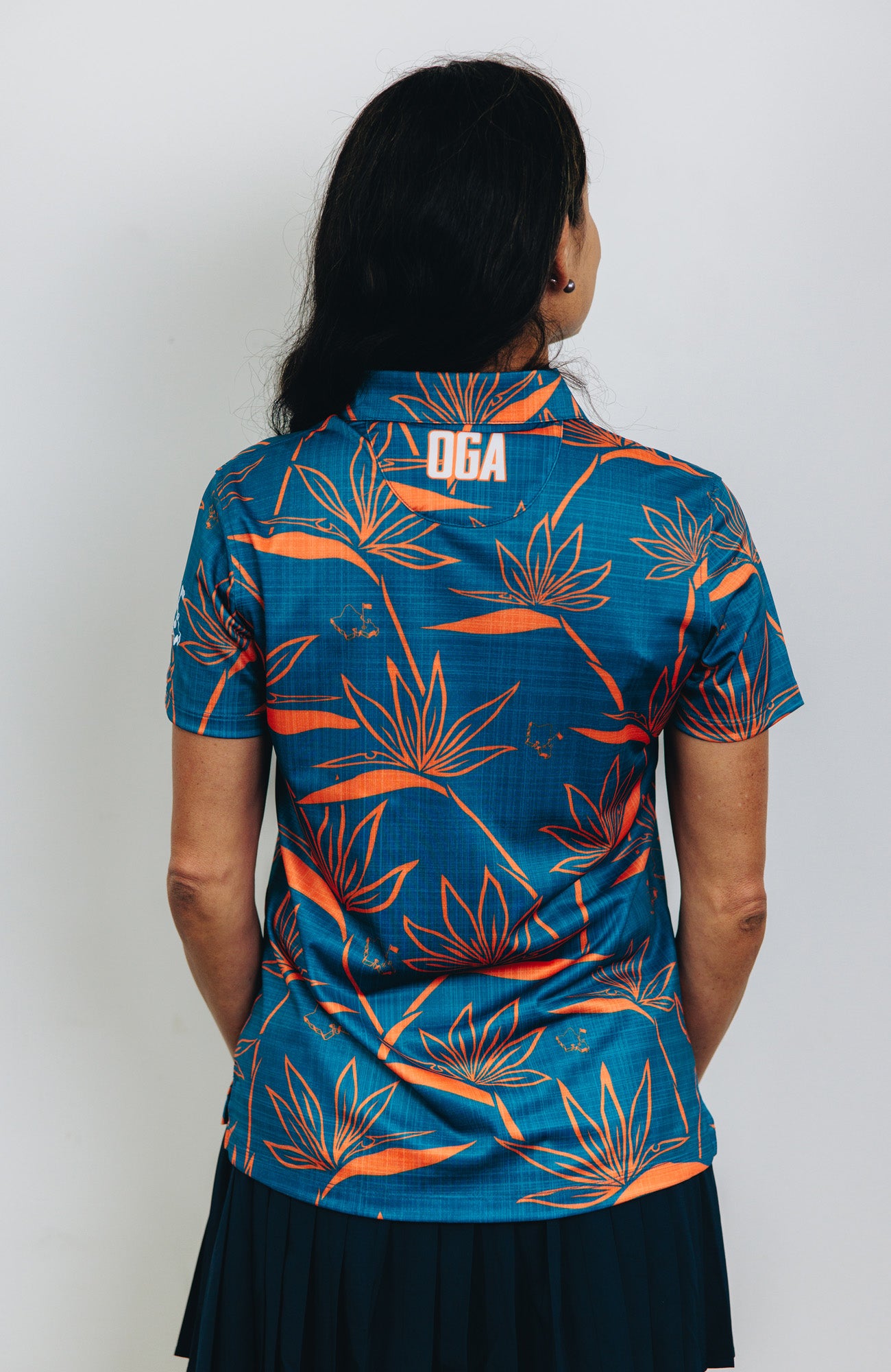 "Birdies of Paradise" Blue Rust - OGA Women's Polo - Blue / Rust