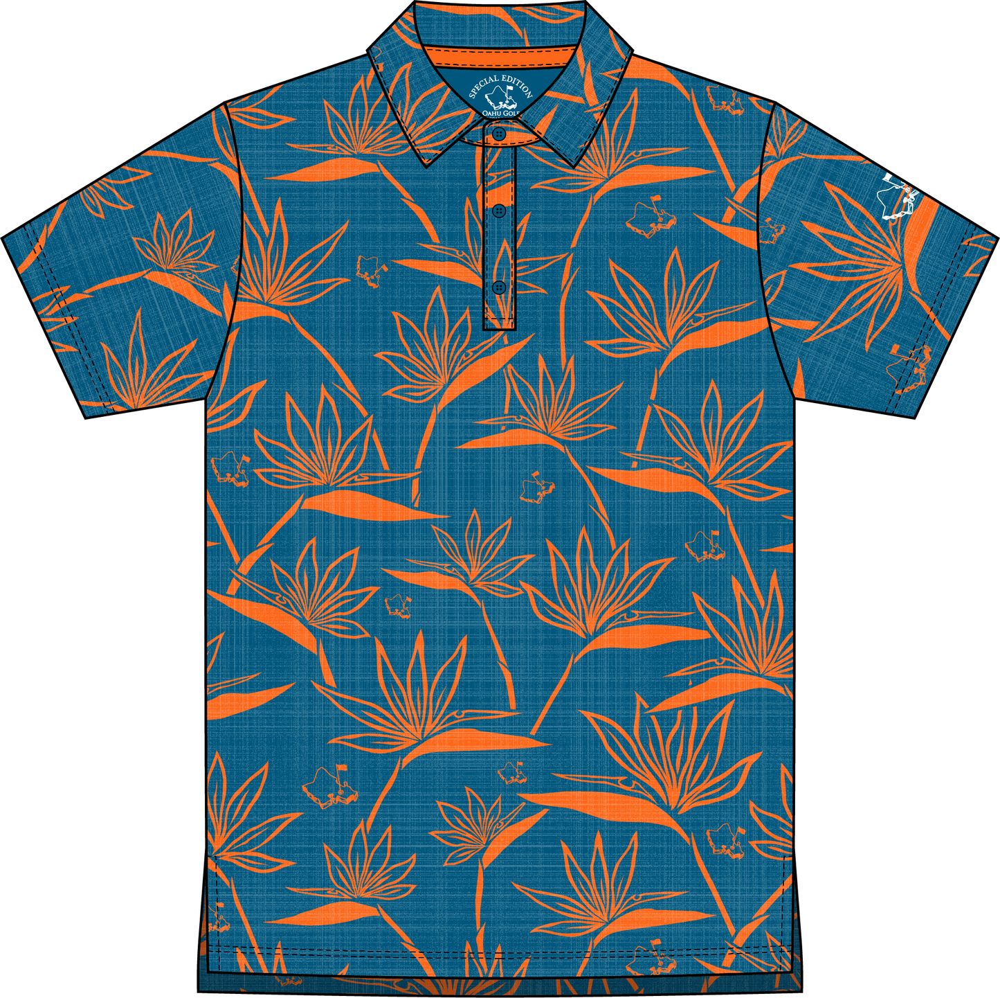 "Birdies of Paradise" Blue Rust - OGA Youth Polo - Blue / Rust