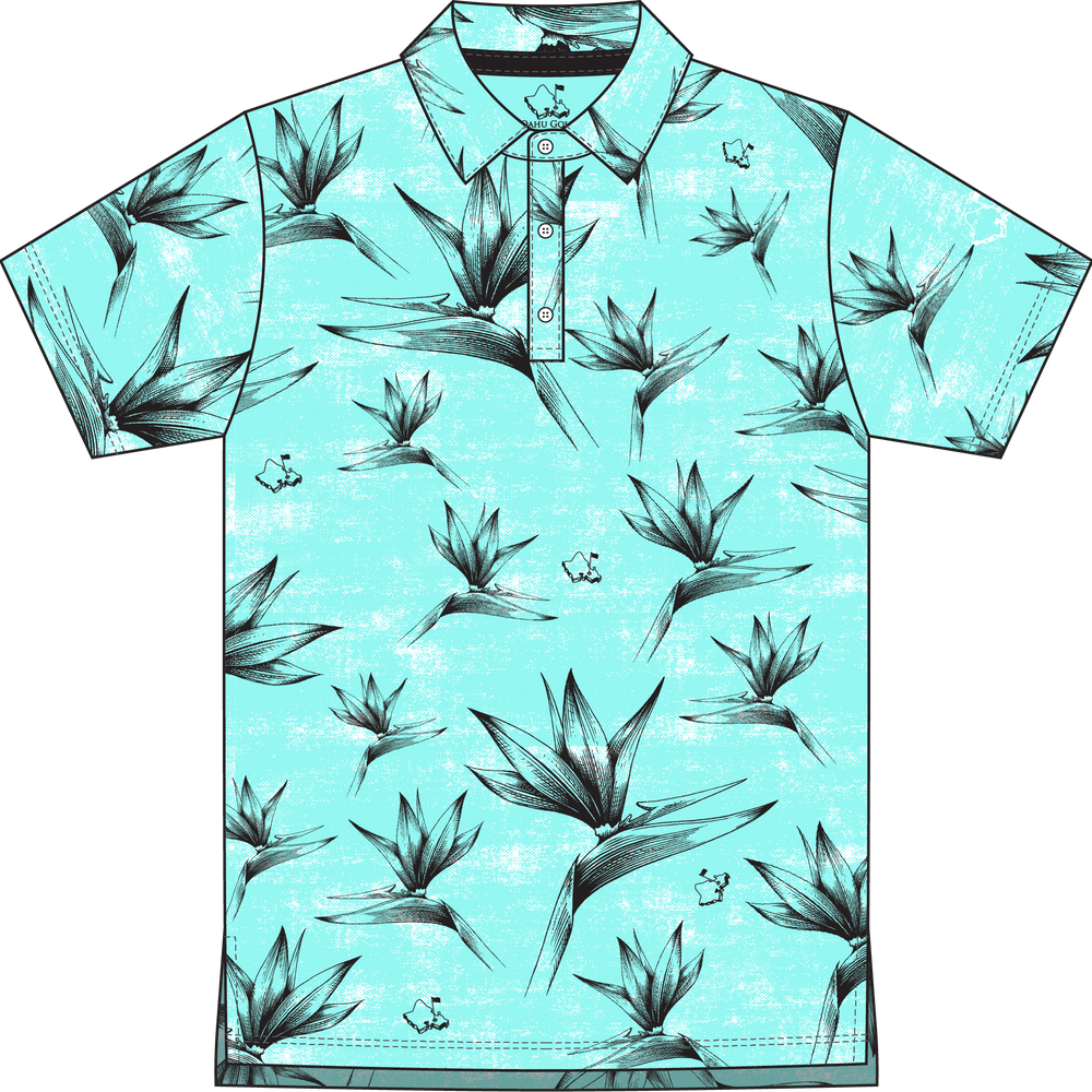 "Birdies Flock" Opihi Blue - OGA Youth Polo - Opihi Blue / Black