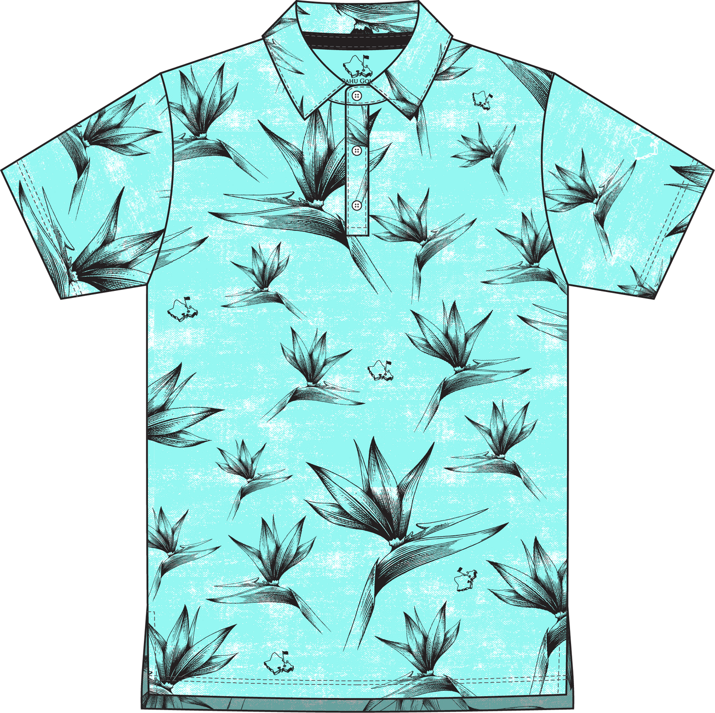 "Birdies Flock" Opihi Blue - OGA Youth Polo - Opihi Blue / Black