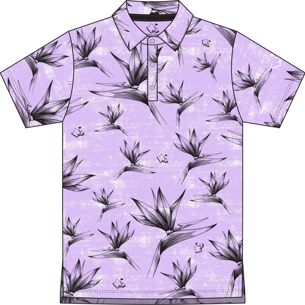 "Birdies Flock" Pale Ube - OGA Youth Polo - Pale Ube / Black