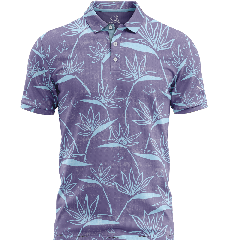 "Birdies of Paradise" Ube Sky - OGA Men's Polo - Ube / Periwinkle