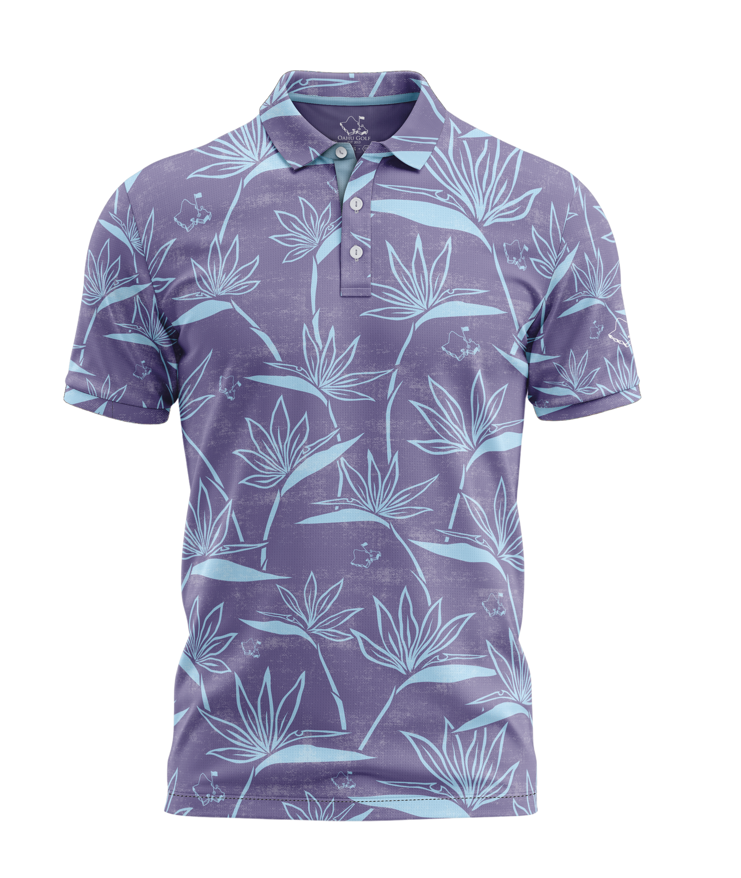 "Birdies of Paradise" Ube Sky - OGA Men's Polo - Ube / Periwinkle